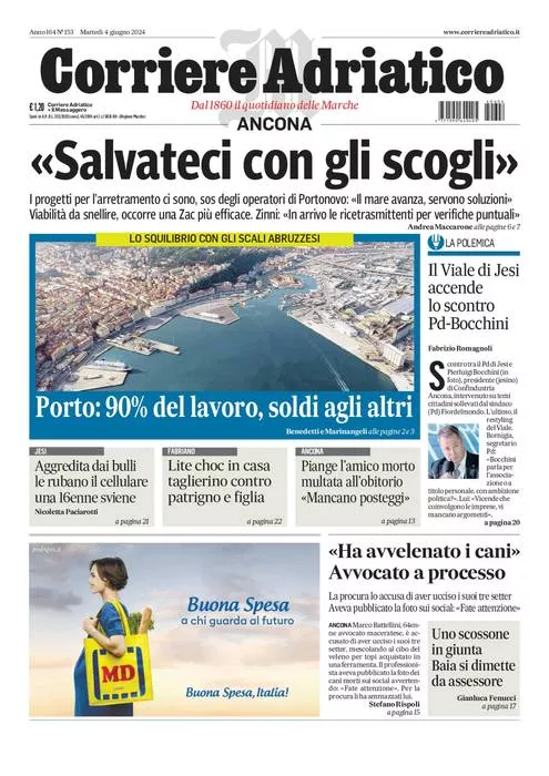 Prima-pagina-corriere adriatico-edizione-di-oggi-04-06-2024